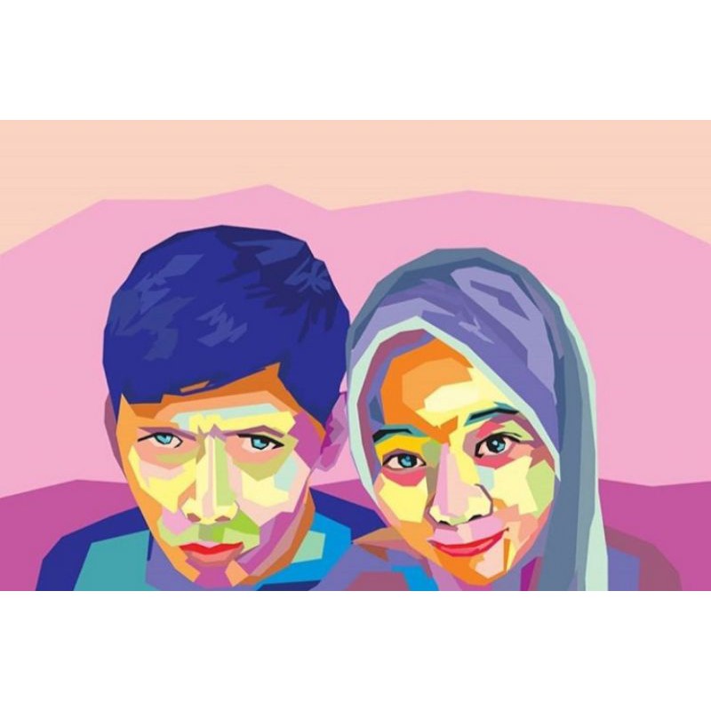 Lukisan Karikatur Wajah , WPAP , Poster weding