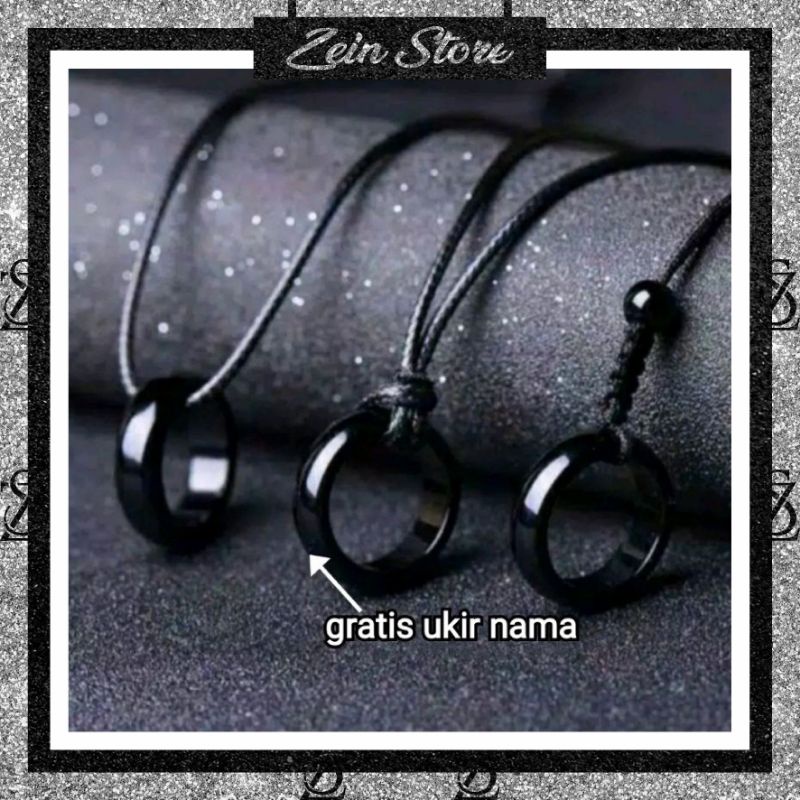 KALUNG PRIA TALI HITAM BANDUL CINCIN