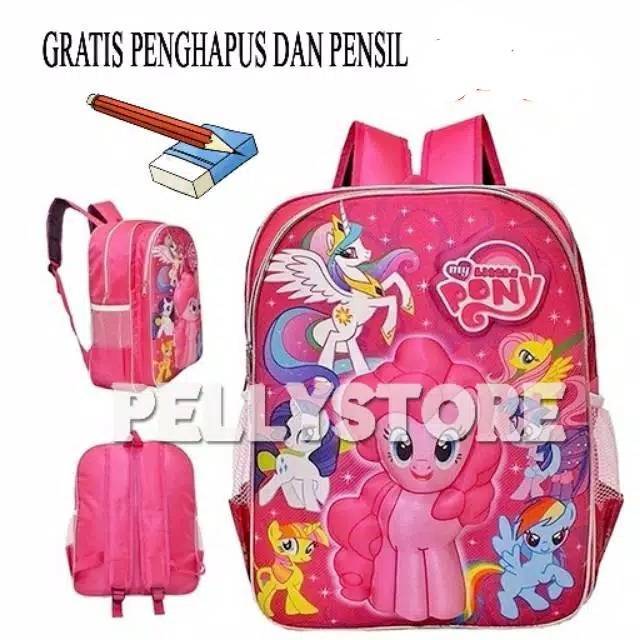 TAS ANAK KUDA PONY 3 DIMENSI  TAS ANAK SD TAS ANAK KARAKTER KUDA PONY GRATIS PENSIL DAN PENGHAPUS