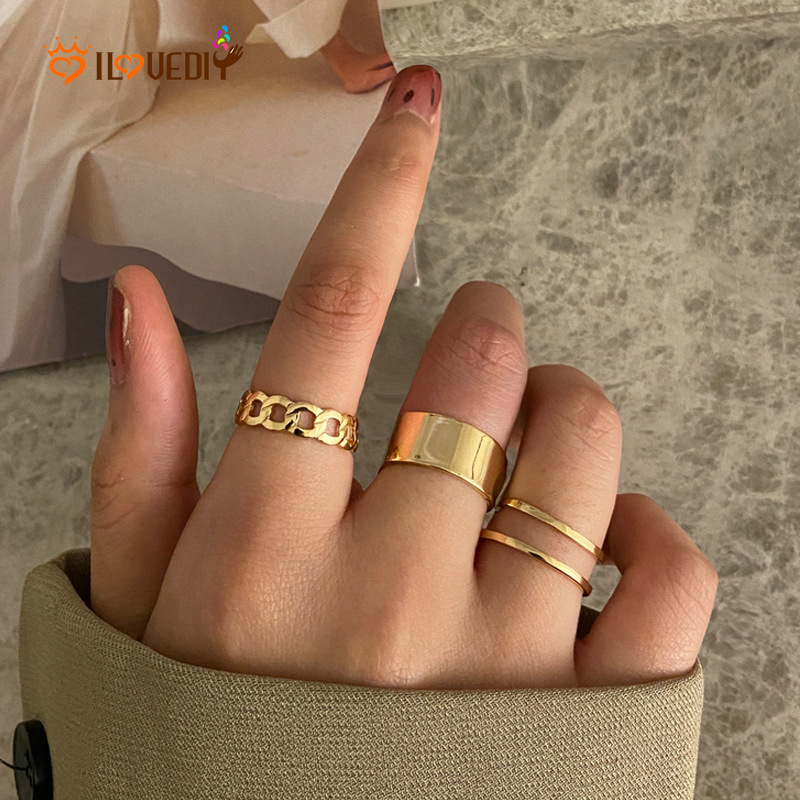 [Fashion Simple Three-piece Set dripping oil Rings For Women ] [Elegant Ladies Smooth Finger Ring] [Lovely Jewelry Gifts For Friends]