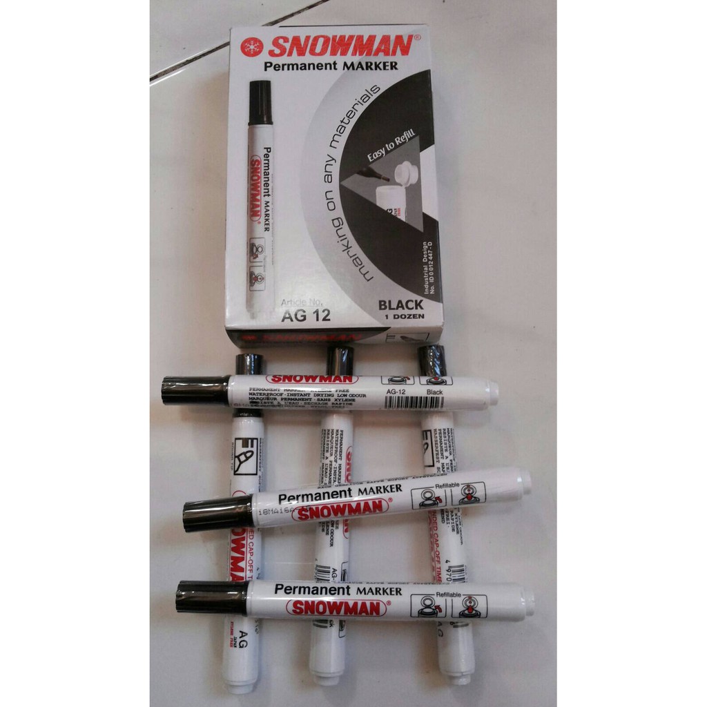 

Terlaris Spidol Snowman Permanent Marker Ekonomis AG 12 Tinta Permanen AG-12 Murah Grosir