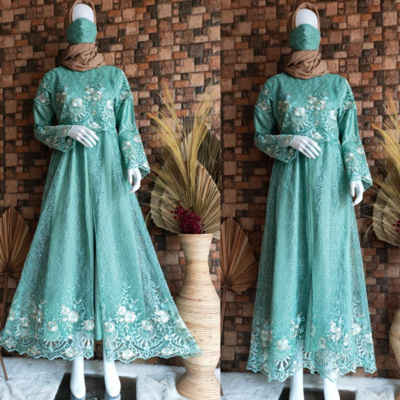 DON&gt; GAMIS MODERN / KEBAYA GAMIS NAJWA / GAMIS TULLE BORDIR / OUTFIT GAMIS PESTA KONDANGAN