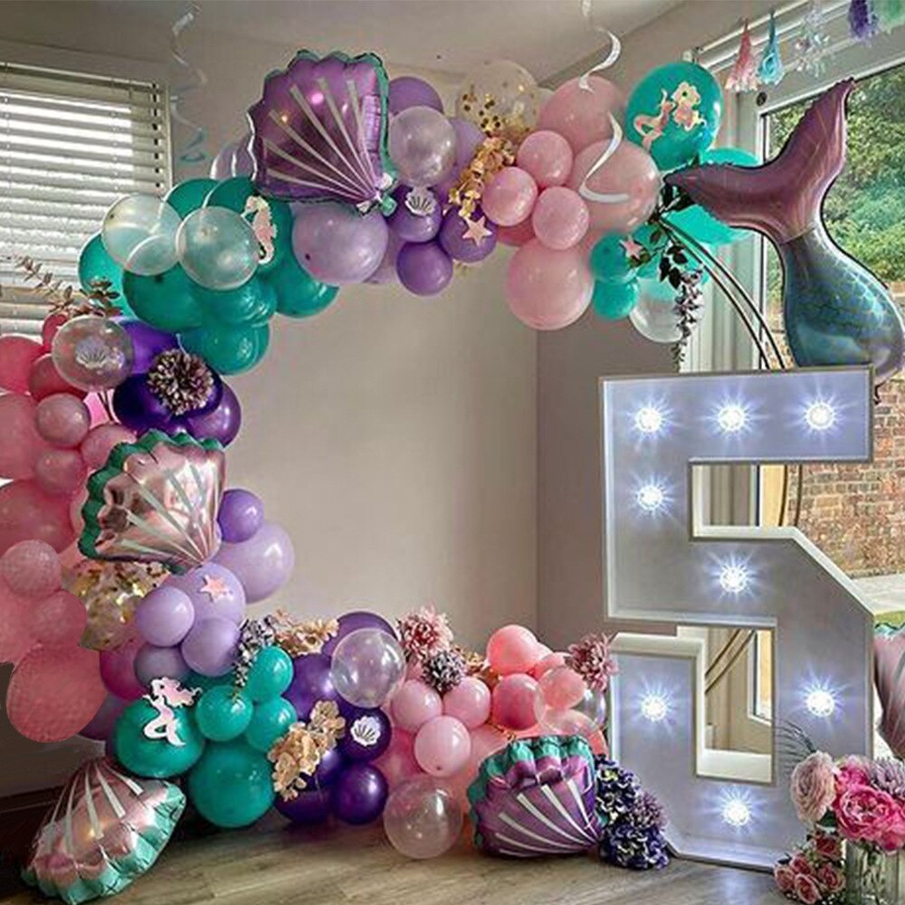 Jual paket set dekorasi balon foil thema mermaid untuk ulang tahun anak