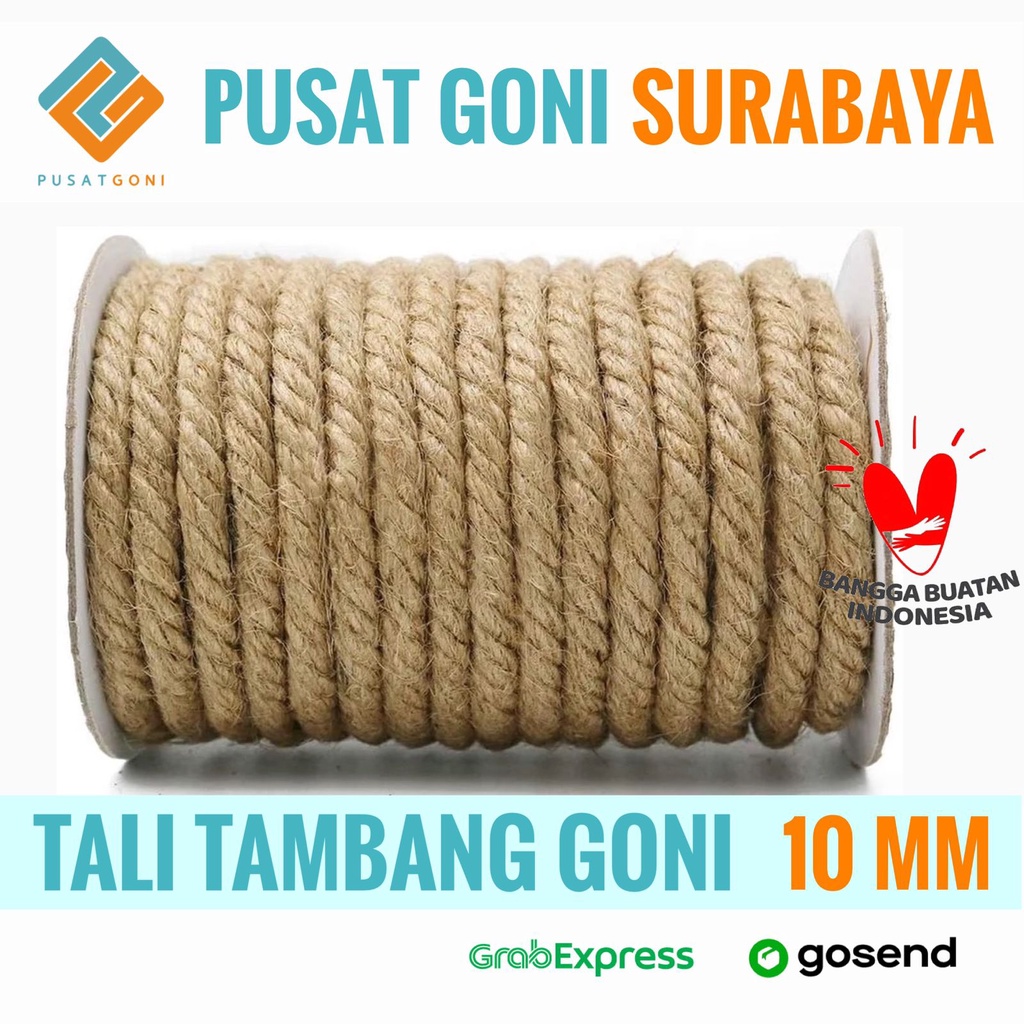 Tali Tambang Goni 10mm - Tali Sisal Murah - Tali Ayunan - Tali Goni Besar - Tali Serat Goni - Dekora