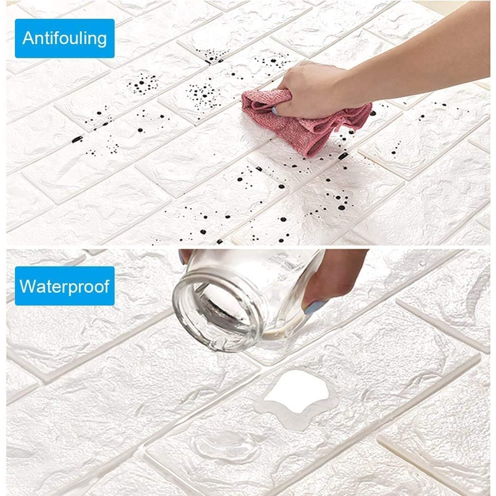 PROMO !! Bisa COD Wallpaper Sticker 3D Foam Anti Air Wallfoam Dinding Rumah Berkualitas(Seri A) Bata-4