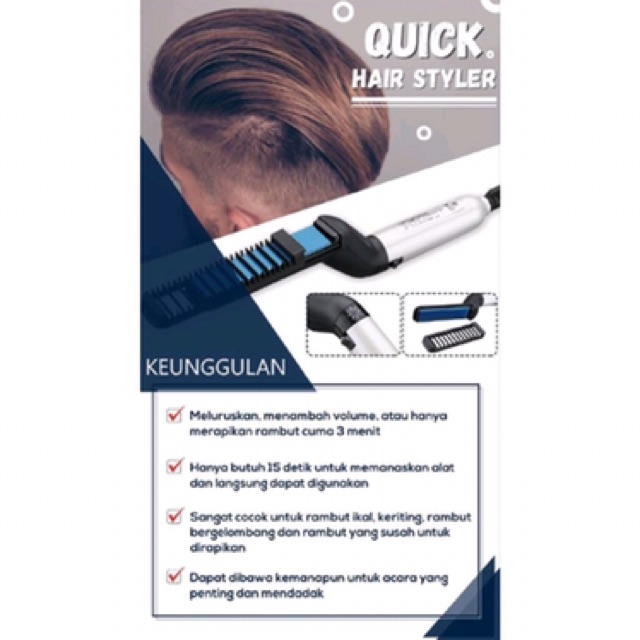 Sisir Pelurus Rambut Keriting Pria/Wanita Portable