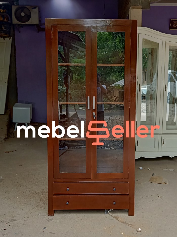 Lemari Hias Minimalis - Lemari Buku - Lemari Jati - Lemari Hias Kaca