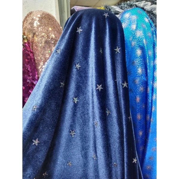 kain/bahan bludru Velvet motif premium