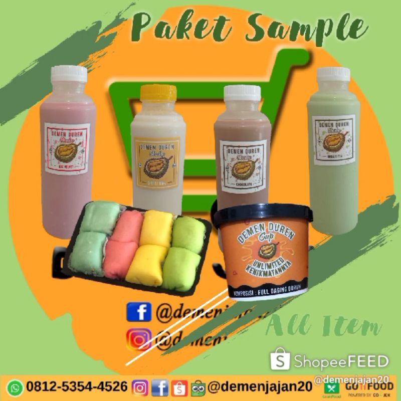 

[PAKET SAMPLE] 1 DEMEN DUREN CUP, 4 SHAKE VARIANT & 1 PANCAKE MINI CREAM