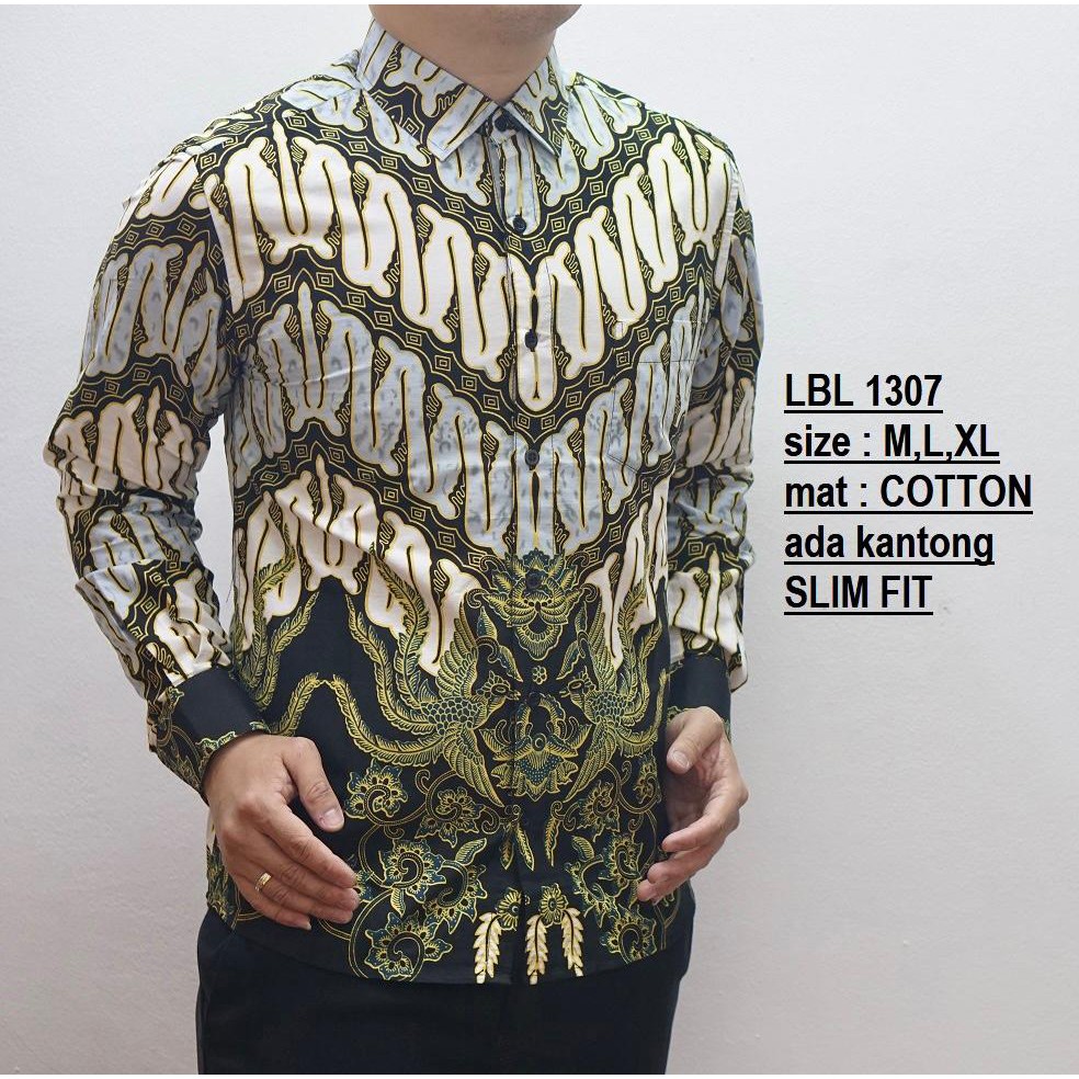 KEMEJA PRIA BATIK LENGAN PANJANG HEM BAHAN KATUN HALUS 40S LBL 1371 MEWAH PREMIUM BAJU ELEGANT SIZE M L XL SKU MS PENDEK JAKARTA PLATINUM