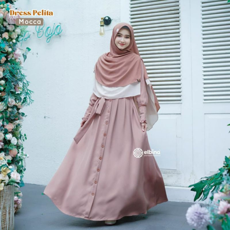 READY & FREE KAOS KAKI PREMIUM SET & DRESS PELITA ELBINA HIJAB - KHIMAR MURAH SYARI - GAMIS MURAH SY