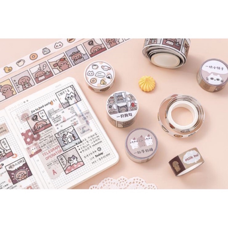 

Washi Tape Aesthetic 1 ROLL MEOW MEOW SERIAL Washi Tape Deco Masking Tape Selotip Jurnal DIY Scrapbook