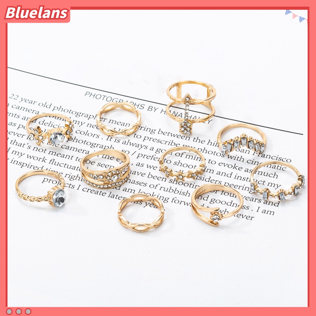 10 Pcs Cincin Berlian Imitasi Bentuk Bintang Bunga Geometris Gaya Bohemia Untuk Aksesoris Perhiasan