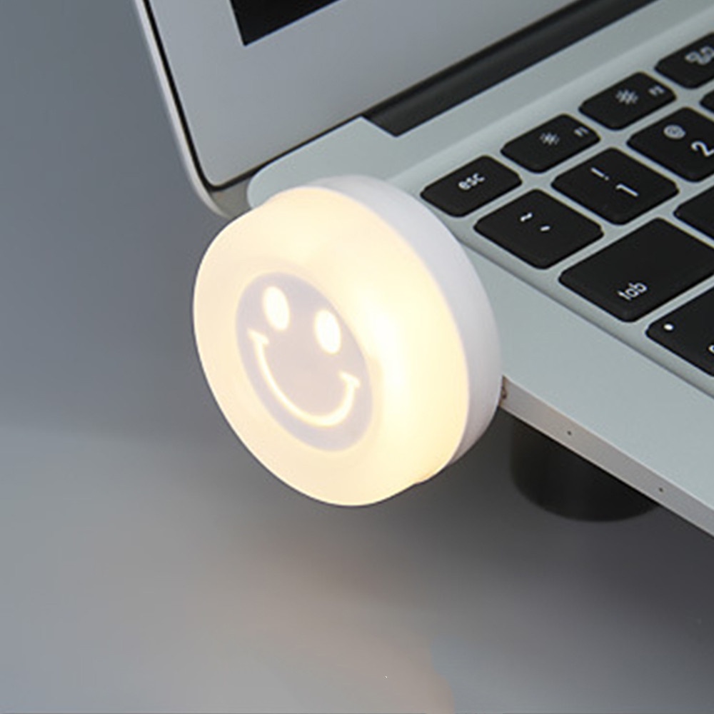 1pc Lampu Malam Led Mini Portable USB Desain Smile Untuk Dekorasi Kamar Tidur