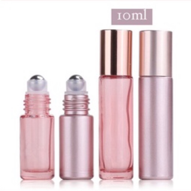 10ml Botol Rose Gold Pink Roll On TEBAL Glass Perfume Essential Oil Vials Stainless Roller Ball Travel Clear Bottle