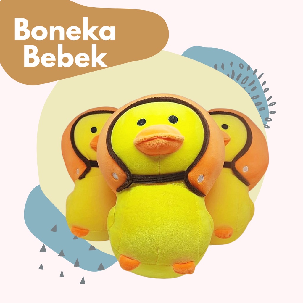 Boneka Bebek Kuning Lucu Bebek Pakai Helm Yellow Duck