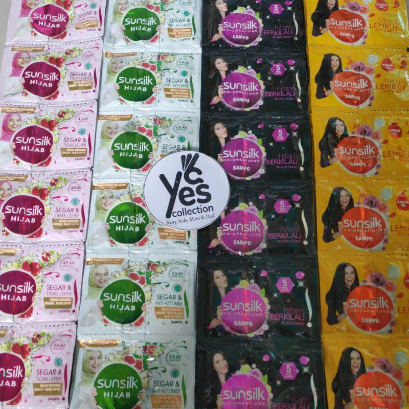 Sunslik sampo Hijab sachet 12pcs Renceng hitam berkilau black shine Rambut halus lembut soft sunsilk