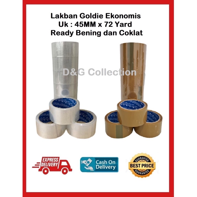 

LAKBAN 2 IN 45 MM x 72 YARD/ GOLDIE TAPE OPP LAKBAN ECERAN BENING DAN COKLAT