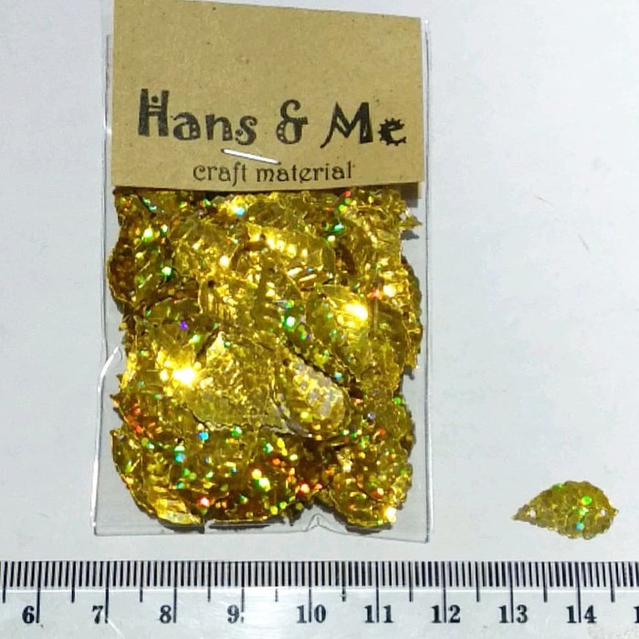 Payet Manik Daun Kecil Emas Laser