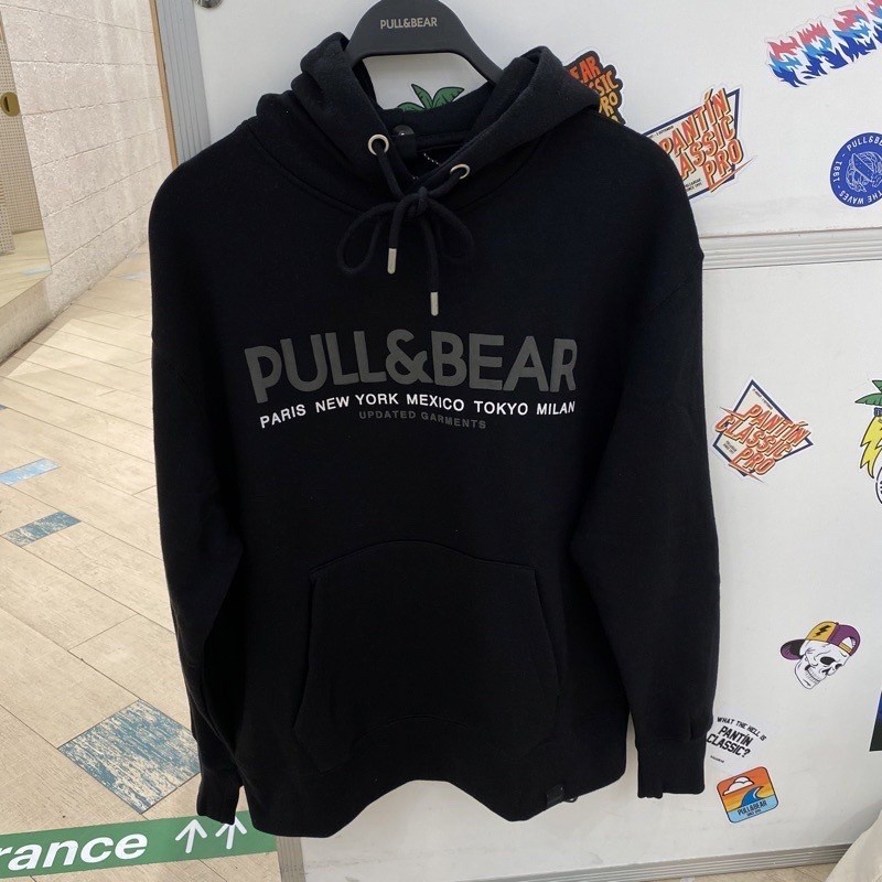 Jaket Hoodie Black Pria Pull&amp;Bear Premium | Sweater Pull&amp;Bear | Sweatshirt Pull&amp;Bear | Hoodie P&amp;B | Pull&amp;Bear