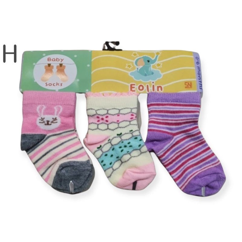 Eolin baby socks 3in1 / kaos kaki bayi 3pc