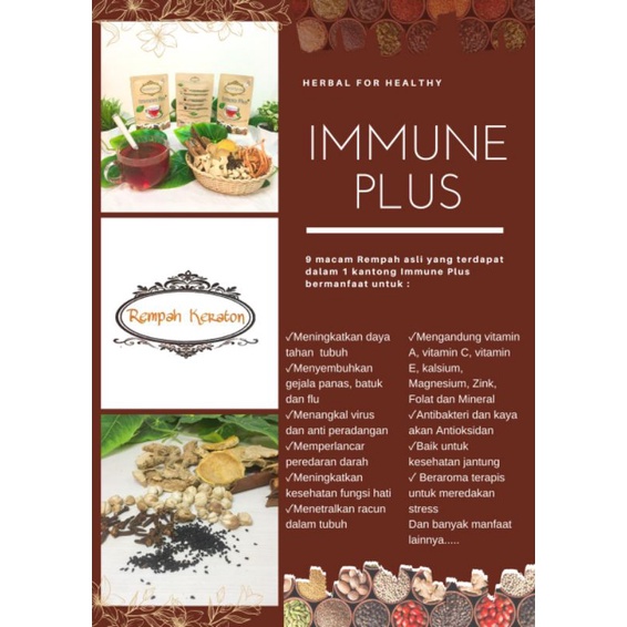 

Rempah penambah imun tubuh / wedang rempah / immune plus / teh rempah / minuman herbal