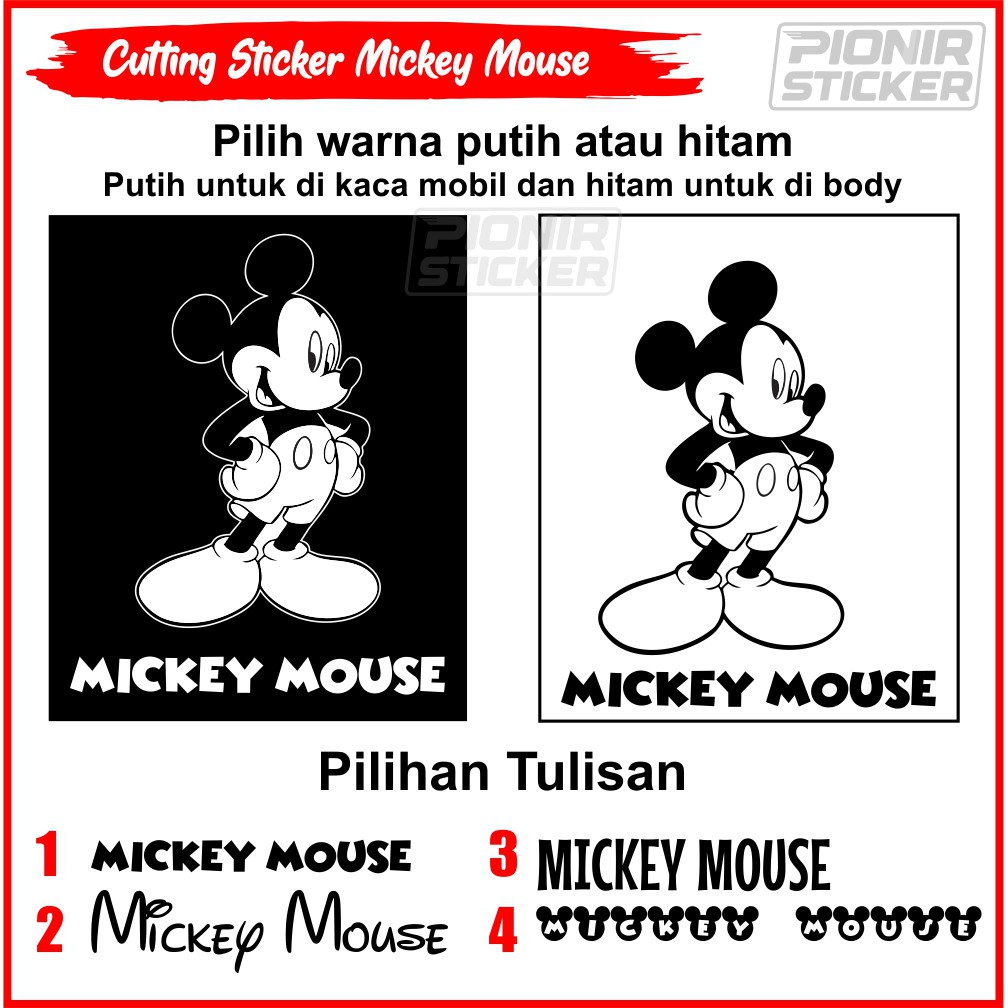 Stiker kaca mobil Mickey Mouse Cutting Sticker Mobil Mickey Mouse