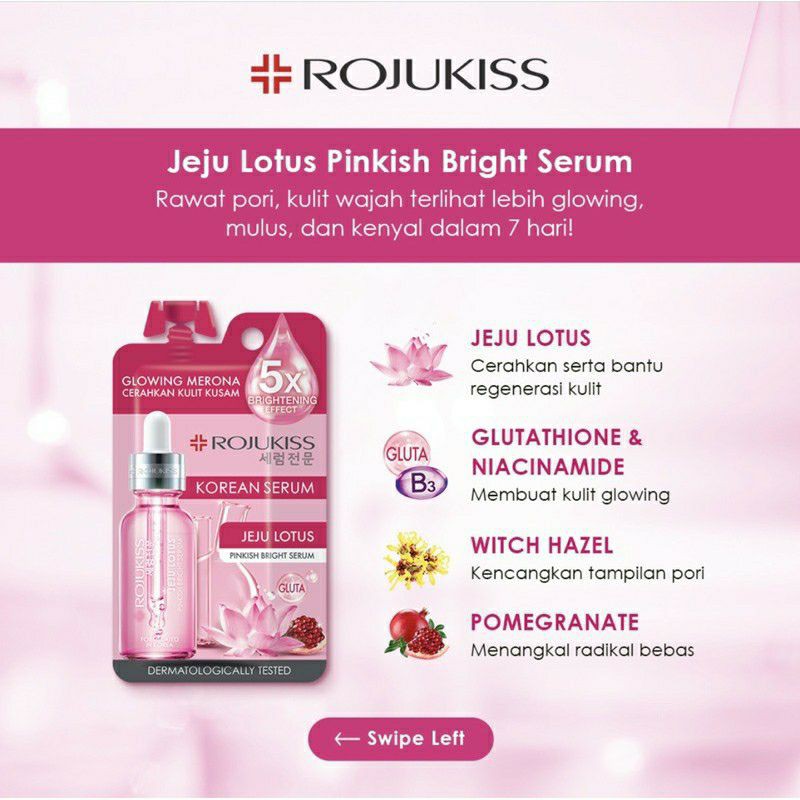 Rojukiss Serum Orange C+ Bright Pore Care Tea Tree Bija Pro Acne Jeju Lotus Pinkish Bright Serum 8mL