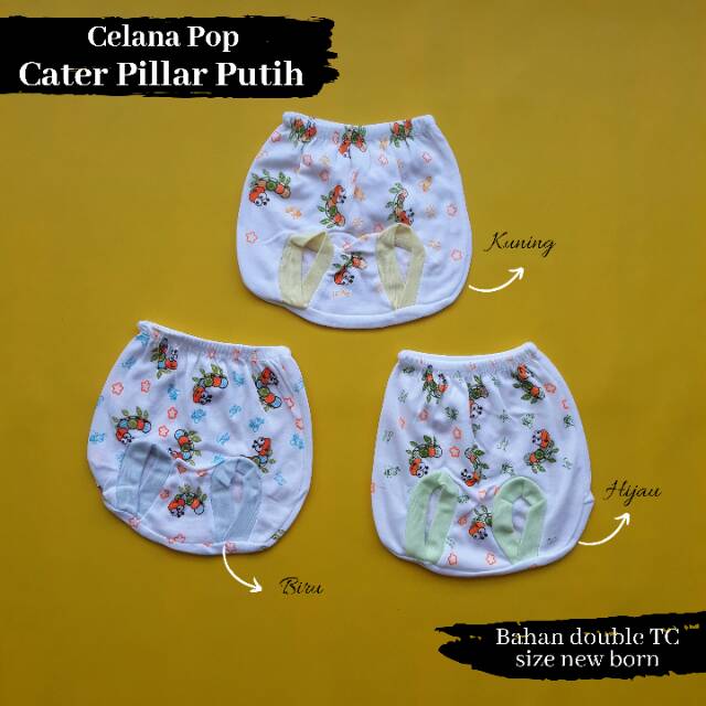 3 pcs Celana pop pendek cater pillar putih