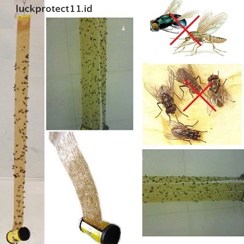 //HG&amp;ID// 4 Rolls Insect Bug Fly Glue Paper Catcher Trap Ribbon Tape Strip Sticky Flies .