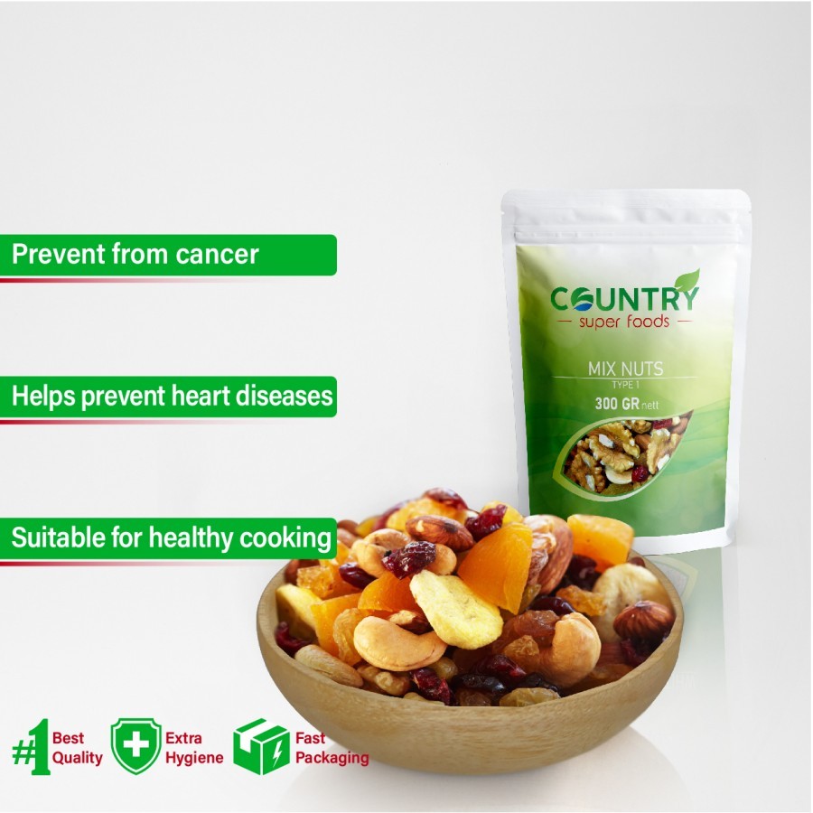 

Mix Nut TYPE 1 | Almond, Cashew, Walnut, Cranberry, Apricot [ 300 GR ]
