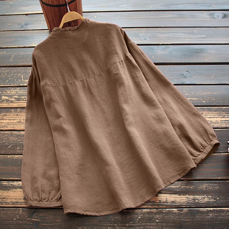 YUJI BLOUSE-blouse linen / blouse wanita / blouse kekinian / blouse cantik / simple blouse / blouse polos