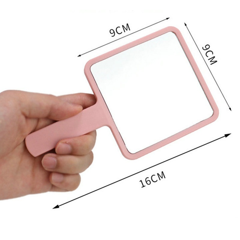 Cermin Genggam Portable Bentuk Kotak Lensa HD Bahan ABS Untuk Makeup
