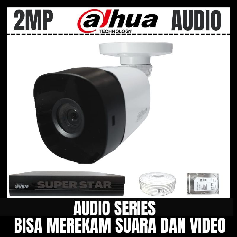 PAKET CCTV DAHUA 2MP 4 CHANNEL 1 KAMERA AUDIO BISA MEREKAM SUARA DAN VIDEO