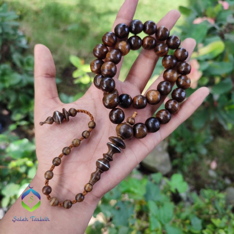 Tasbih Kayu Galih Kemuning Hitam Size 12mm, Isi 33 Butir Asli_COD