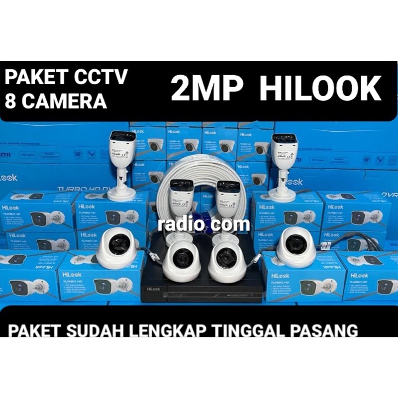 paket cctv hilook 8 channel 8 kamera audio 2mp 1080p bisa merekam suara dan video