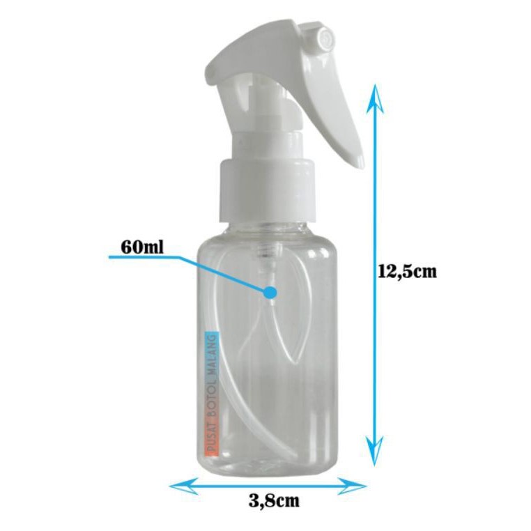 botol tubular 60ml Spray trigger (putih natural)