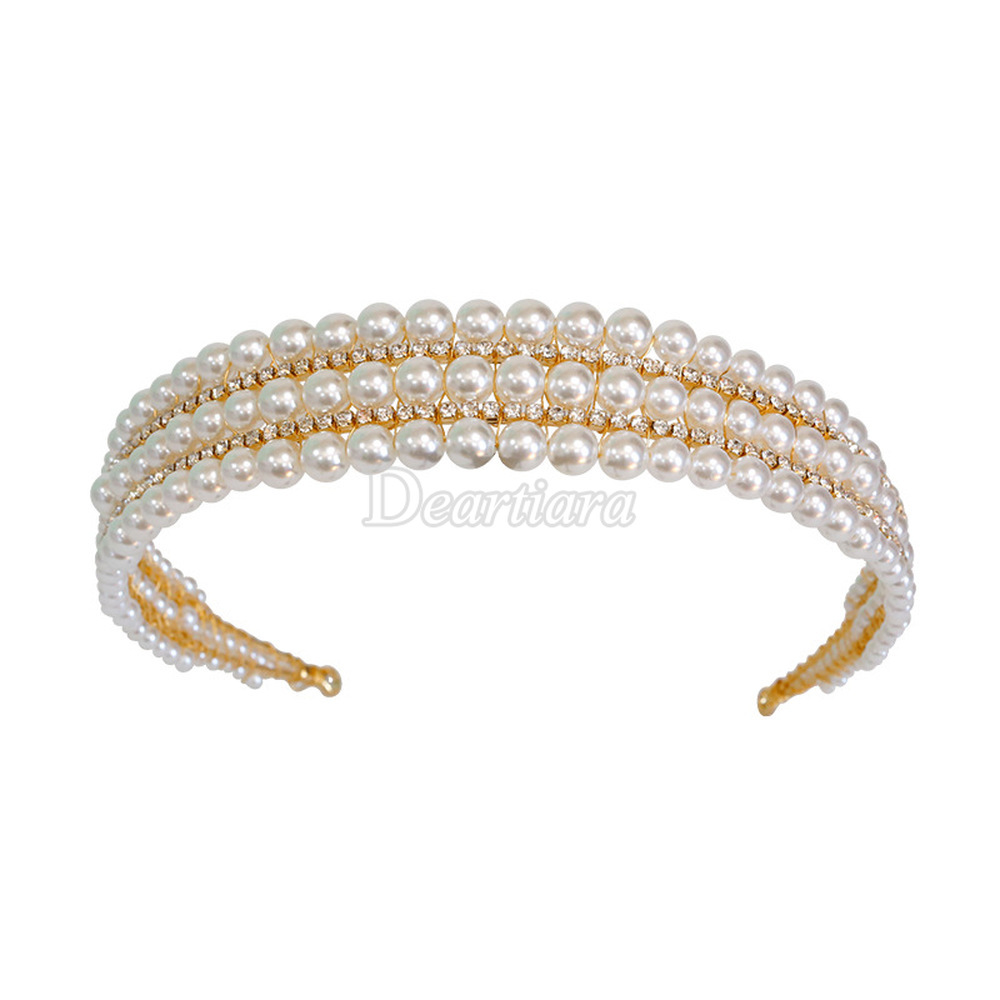 Bruids Haar Sieraden Goud Zilver Kleur Tiara Kronen Parel Crystal Hoofdbanden Haarbanden Vrouwen Bruid Hoofdtooi Bruiloft Accessoires