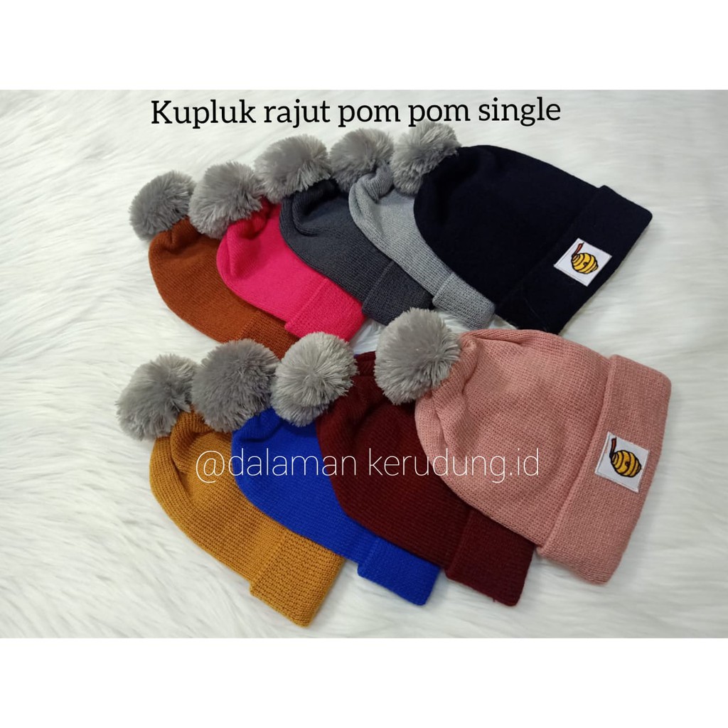 kupluk anak hangat banie hat kids single pompom (KUPLUK ARGA) terbaru