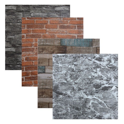 (COD) PAKET 10 LEMBAR Wallfoam Wallpaper 3D Batu Bata Alam Putih Premium High Quality Termurah