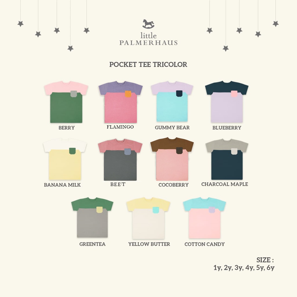 [1-3Thn] LITTLE PALMERHAUS 1pcs Pocket Tee Tricolor 1-6 Tahun (Kaos Anak)