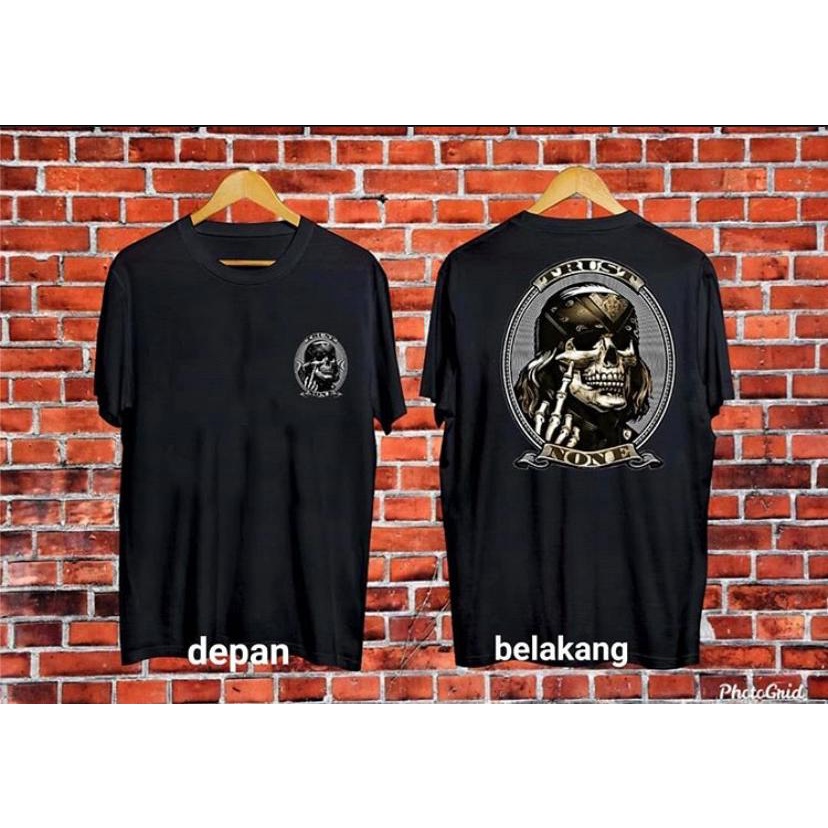 TRUST NO ONE TENGKORAK / KAOS DISTRO PRIA / KAOS JEPANG / KAOS SAMURAI / KAOS JAPAN / KAOS DISTRO SA