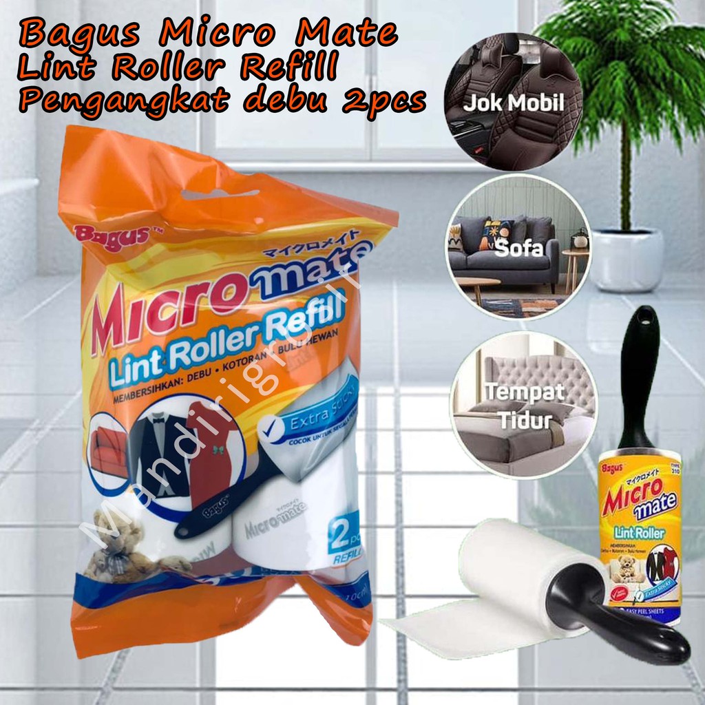 Lint Roller Refill *Bagus Micro Mate * Pengangkat debu * 2pcs