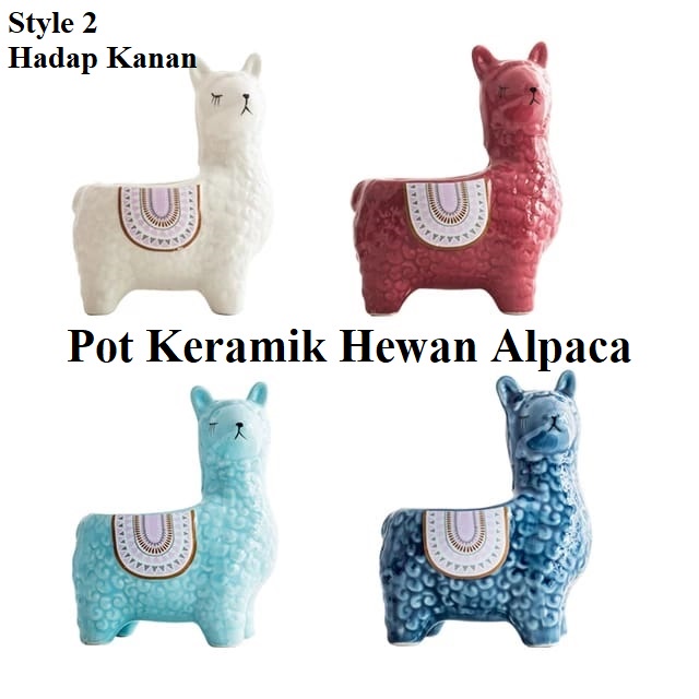 Pot Keramik Hewan Alpaca / Pot Bunga Kecil Keramik Untuk Dekorasi Meja