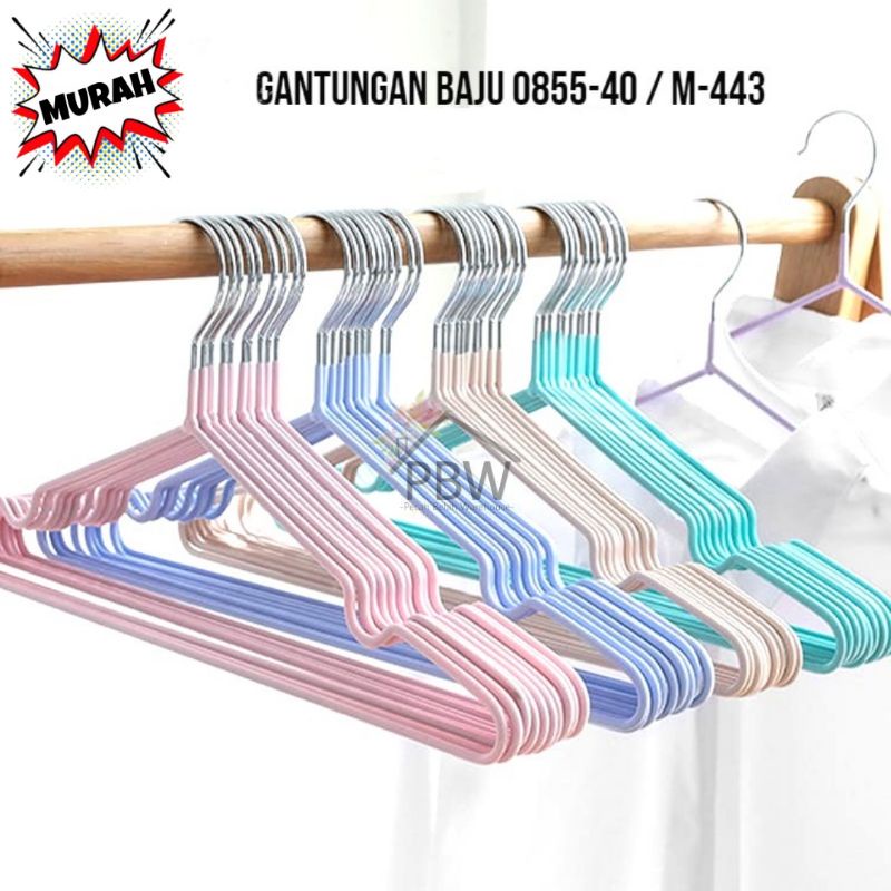 [Ecer] Hanger Baju Stainless Coating Anti Slip m-433 / Hanger Coating Plastik