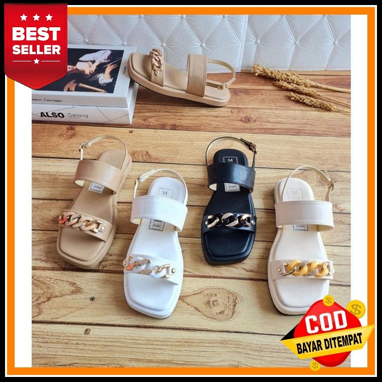 Sandal Wanita Wedges Premium Murah Kekinian Style Trendy Wejes Cewek Perempuan Karet Korea Branded O
