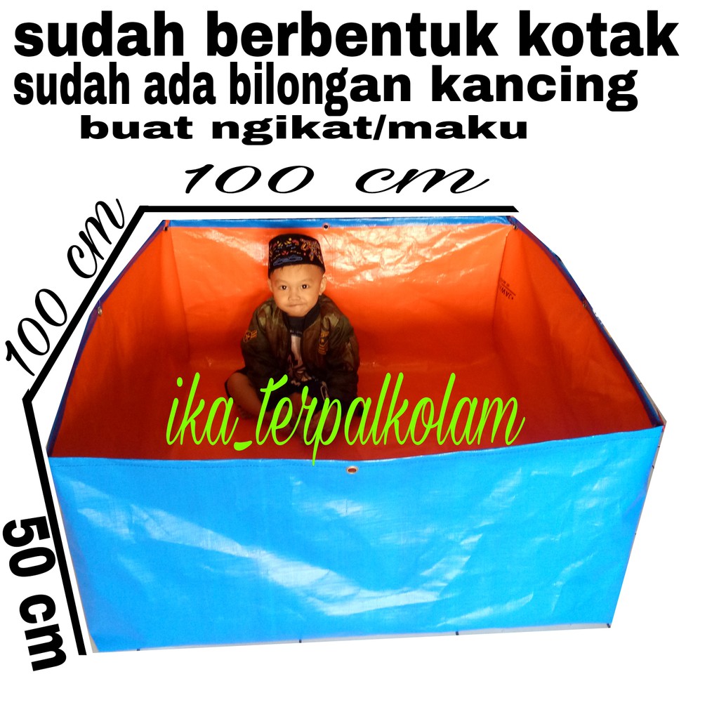 TERPAL KOLAM IKAN KOLAM LELE KOLAM MINI BAK AIR KOLAM CUPANG UK 100x100x50 type A8 pE korea