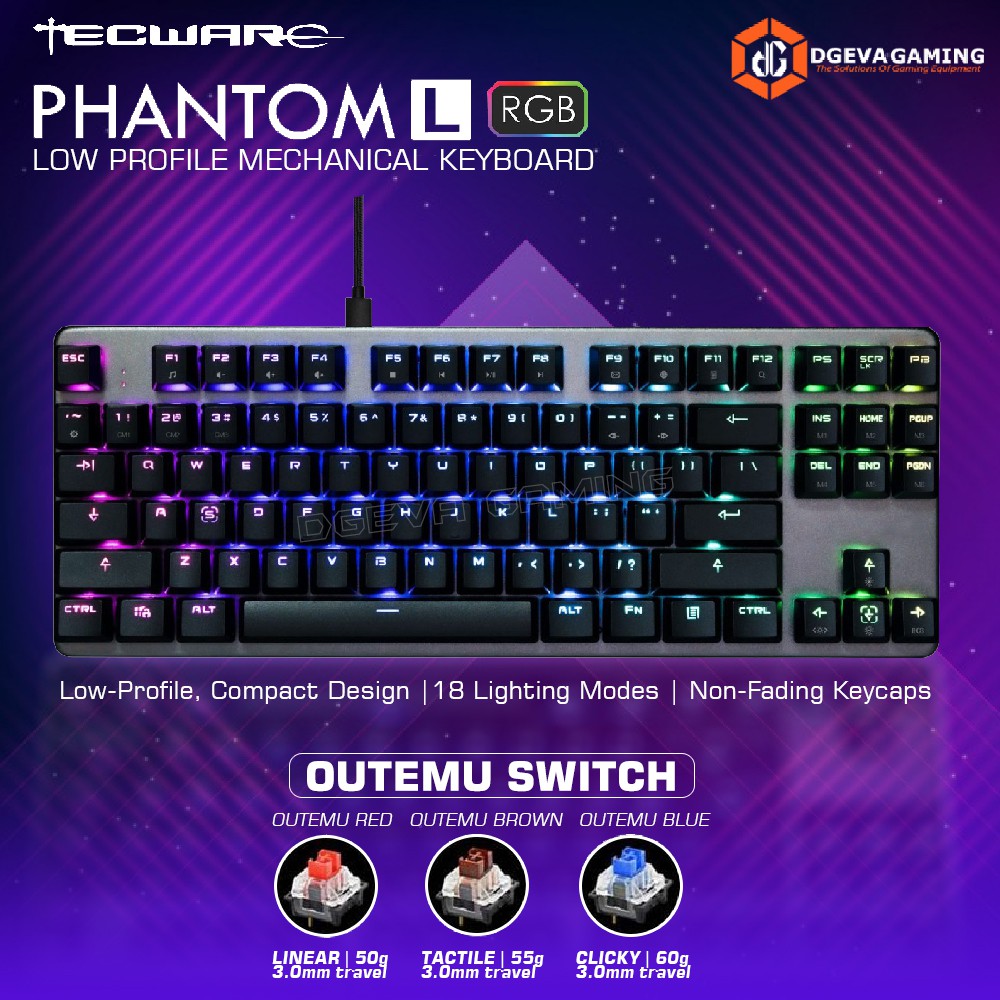 Jual Tecware Phantom L Tkl Rgb Low Profile Mechanical Gaming Keyboard Shopee Indonesia