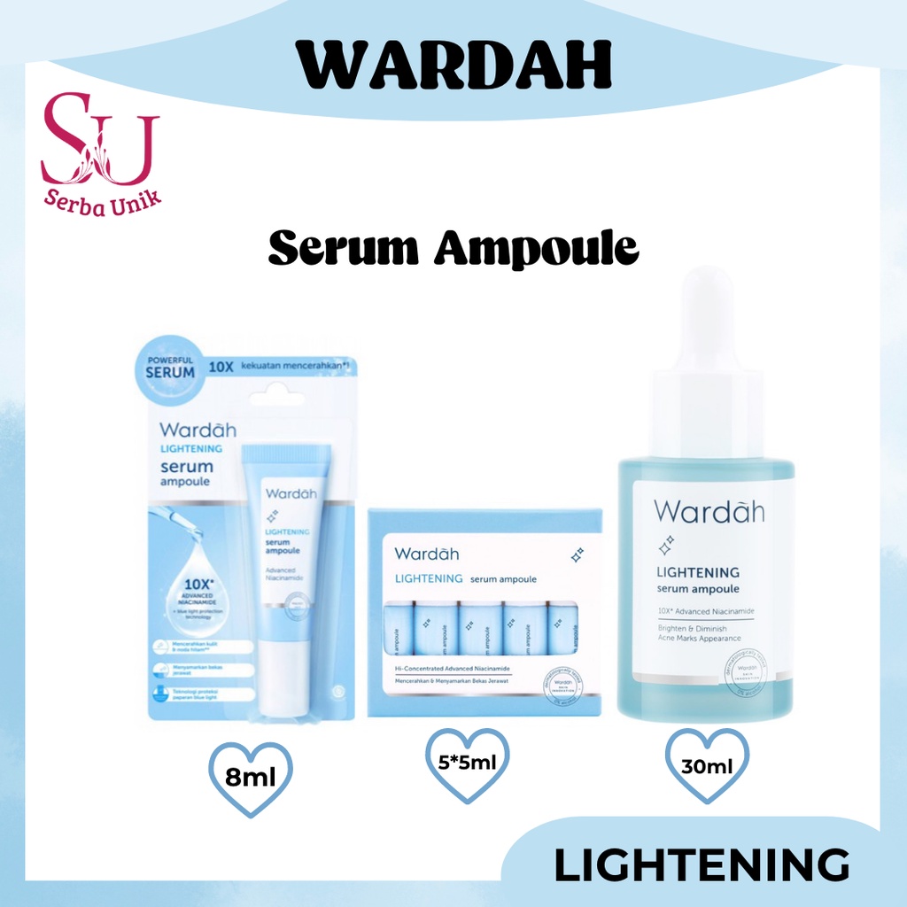 Wardah Lightening Serum Ampoule With 10X Advanced Niacinamide 5*5ml | 8ml | 30ml