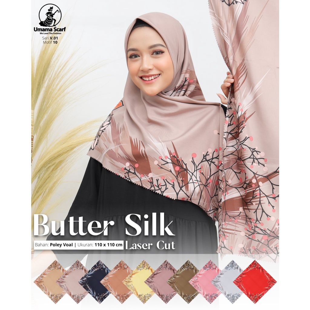 Segiempat Motif Hijab SILK OLIVIA MOTIF UMAMA 110x110 Butter Silk Velvet Motif-Design 10 Butter